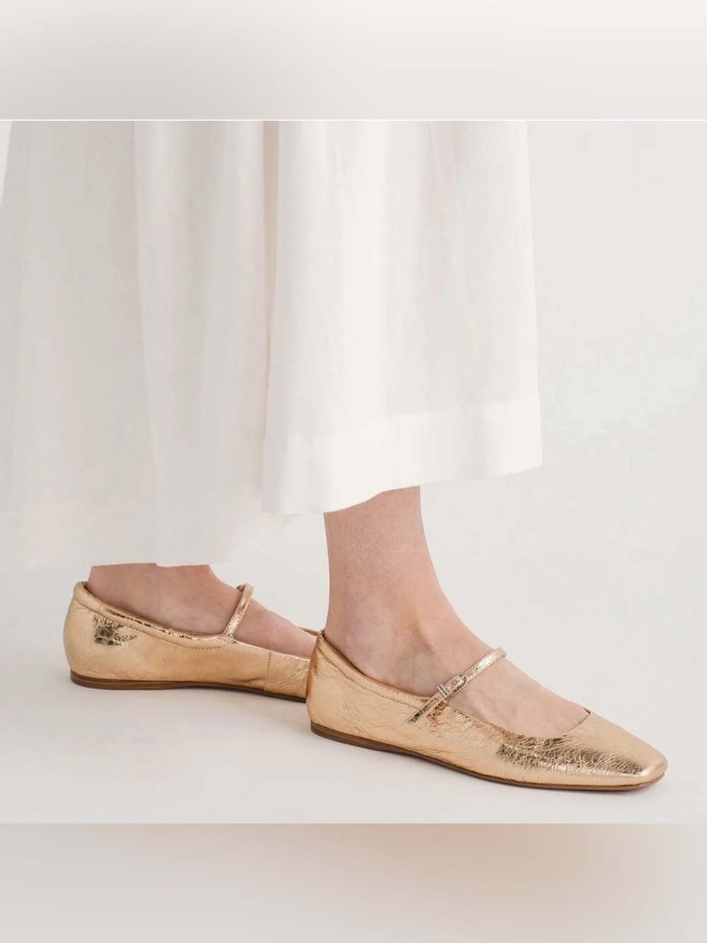 Dolce Vita Gold Metallic Mary Jane Flats Shimmer Square Toe Ballerinas Sz 9 - Picture 8 of 11